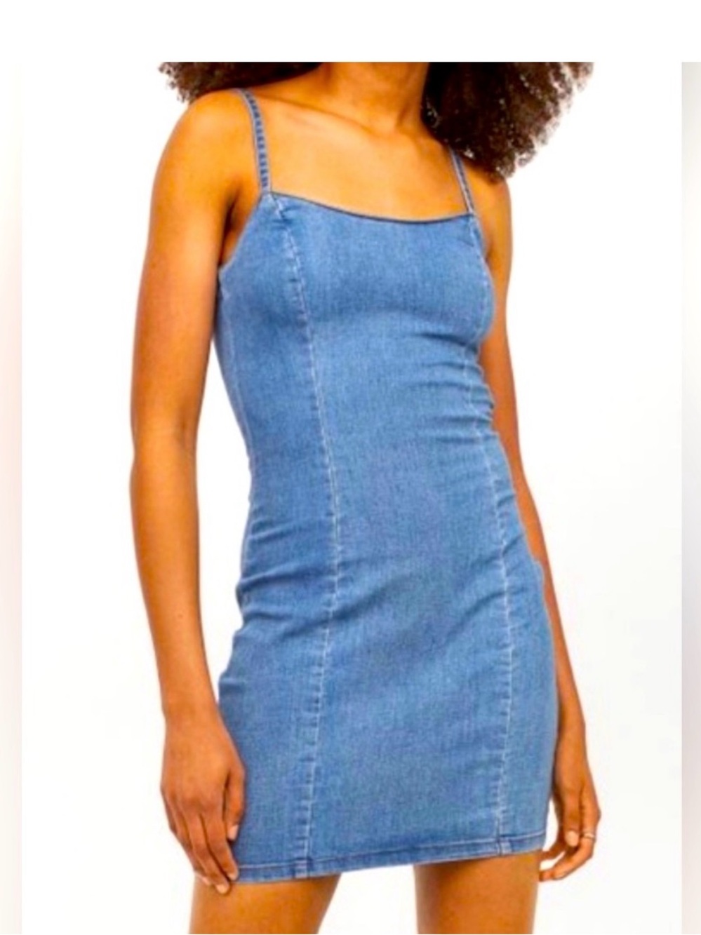 Blue Denim Bodycon Mini Dress - Women's Casual Spaghetti Strap H&M Divided, NWOT
